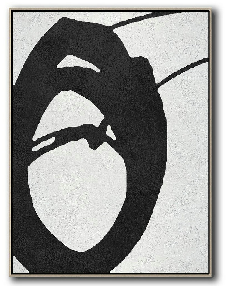 Personalized Canvas Art,Black And White Minimal Painting On Canvas - Contemporary Art Wall Decor